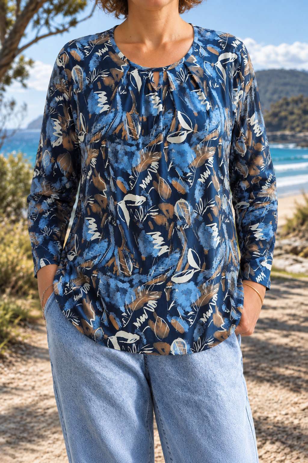 Lacey | Blue Stretch Blouse