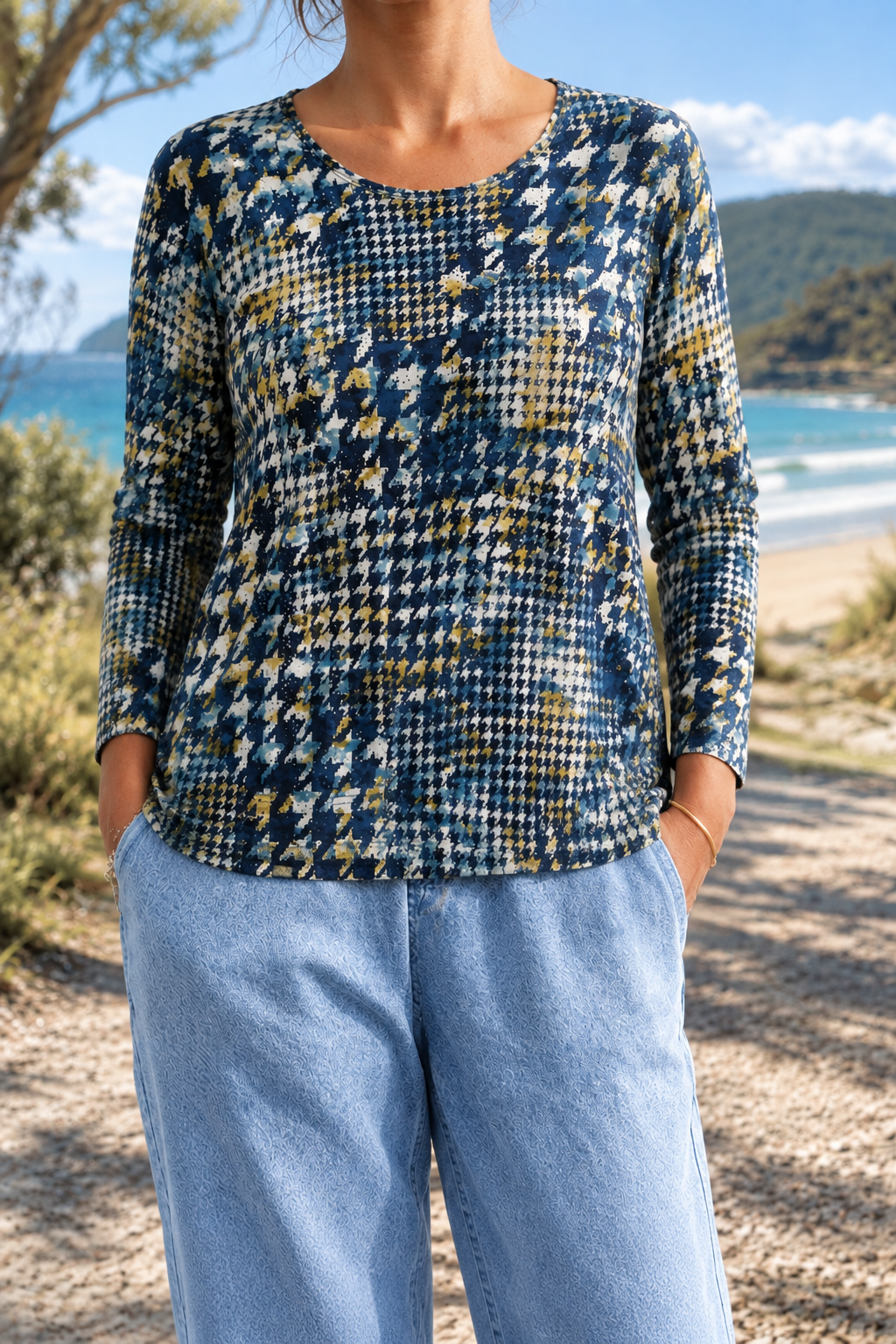 Saffron | Contrast Long-Sleeve Top