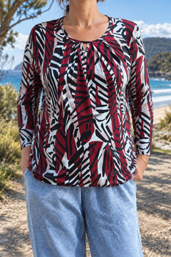 Alba | Bordeaux-Black Zebra-Print Blouse