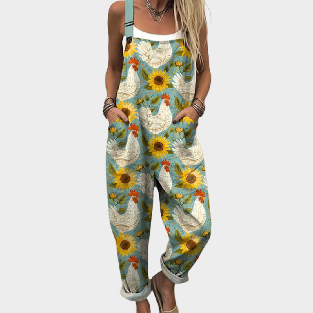 Fonda | Printed Wide-Leg Dungarees