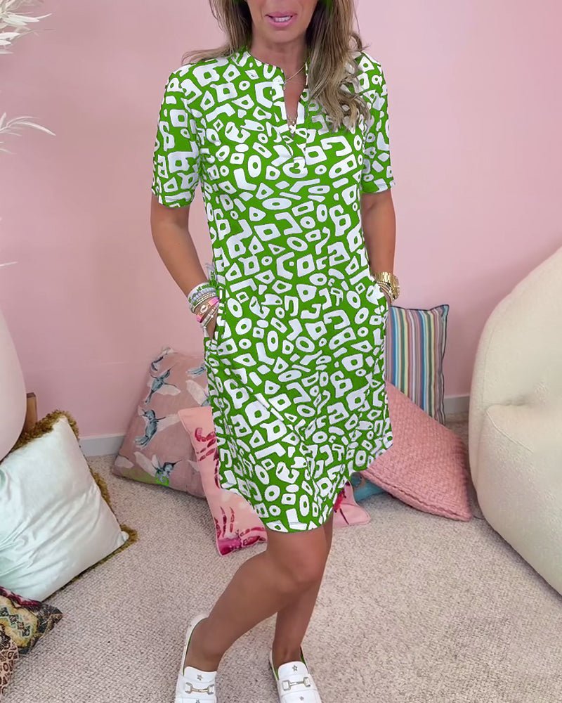 Fenella | Pocketed V-neck Print Dress
