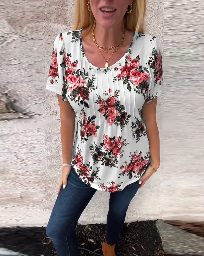 Valerie | Floral Pleated Tee