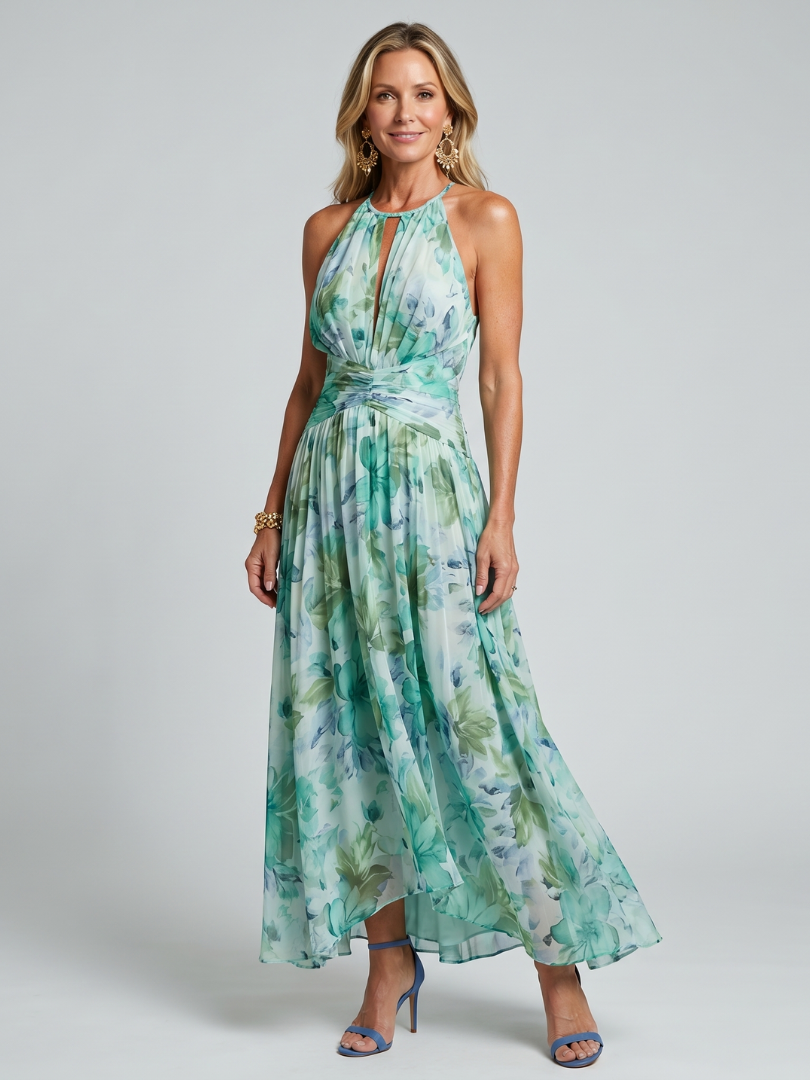 Velvet | Floral Halter Midi Dress