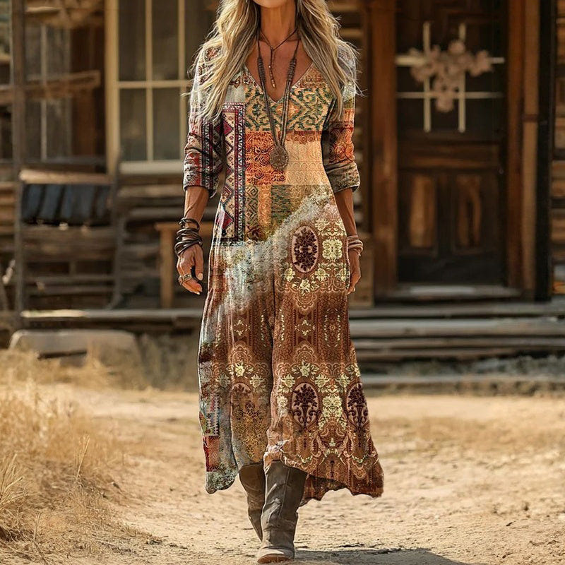 Marceline | Bohemian Patchwork Maxi Dress