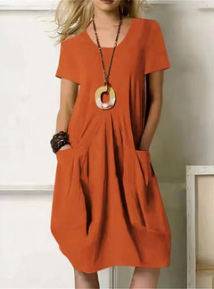 Janice | Relaxed Cotton Knee-Length Dress