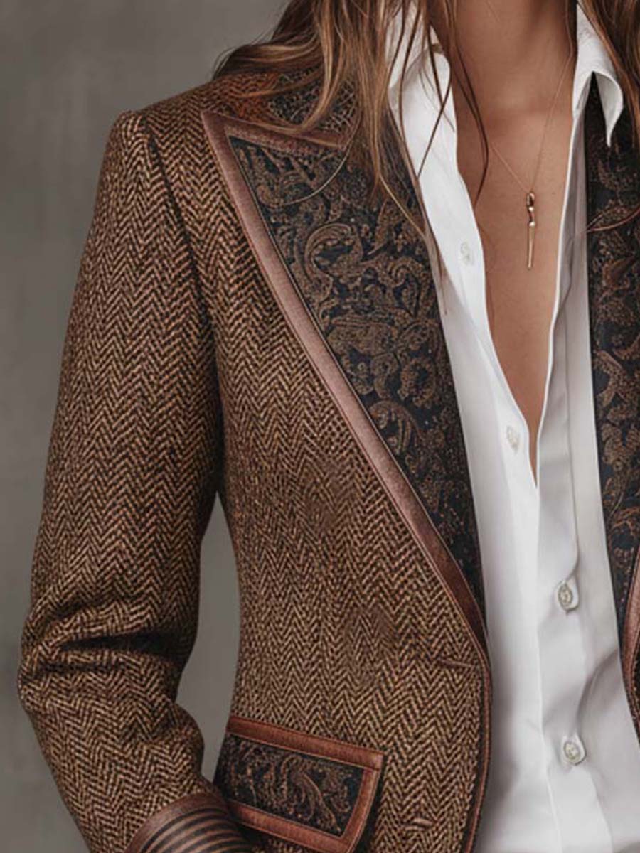 Dusty | Herringbone Panel Blazer
