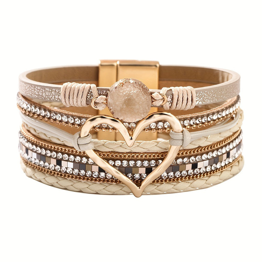 Nyla | Layered Heart Cuff Bracelet