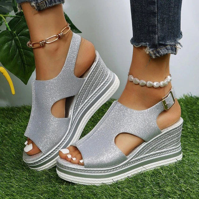 Umina | Metallic Wedge Sandals