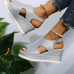 Umina | Metallic Wedge Sandals
