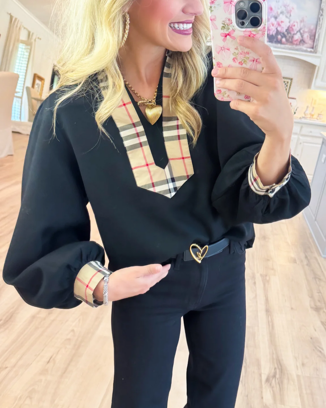 Tina-Marie | Accent V-Neck Blouse