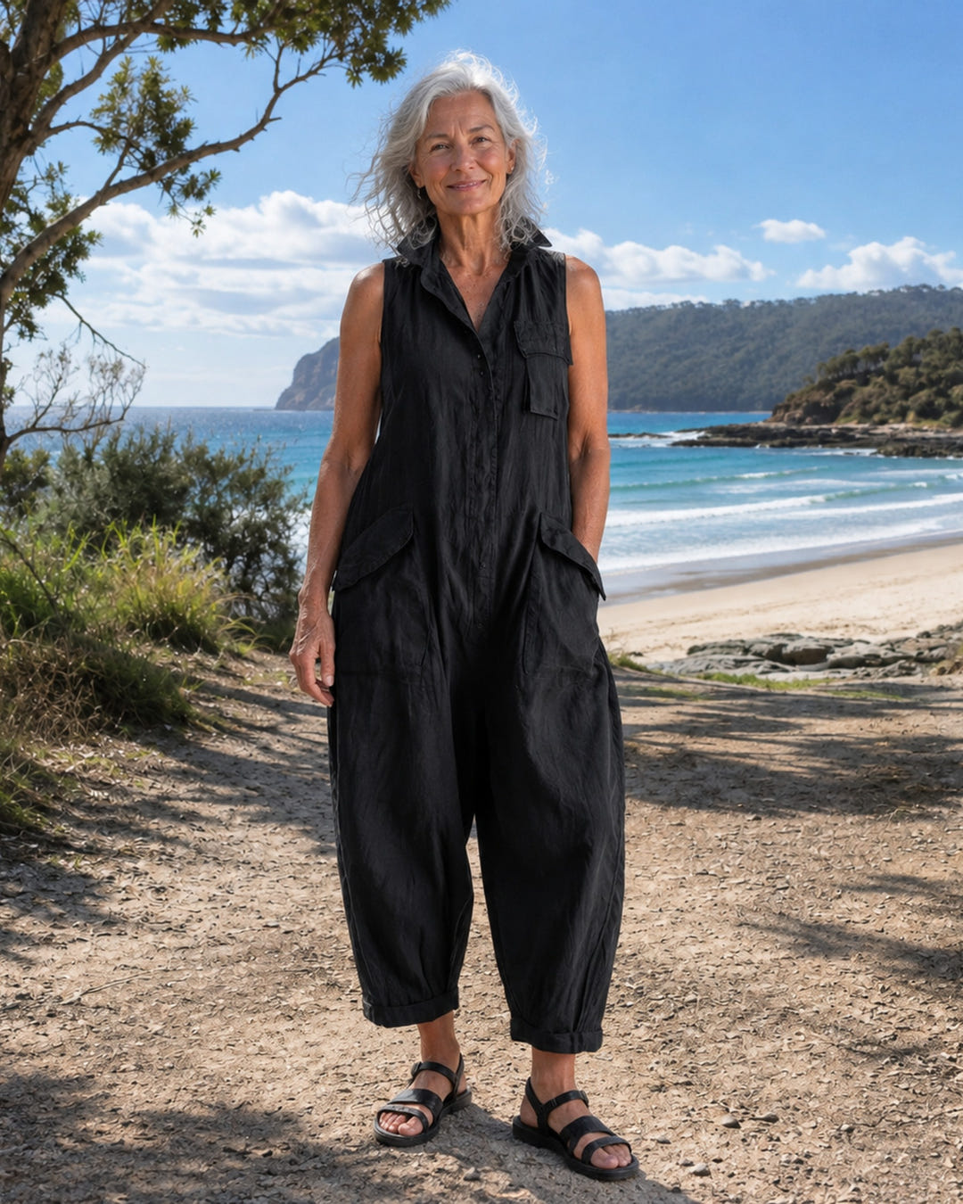 Marlo | Utility Pocket Linen Jumpsuit on Bruny Island
