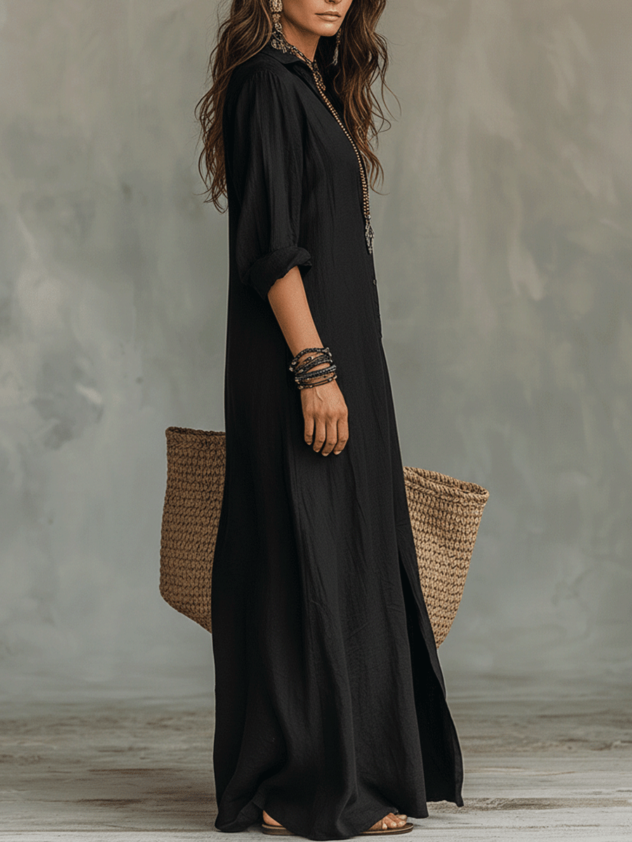 Saskia | Bohemian Button-Front Maxi Dress