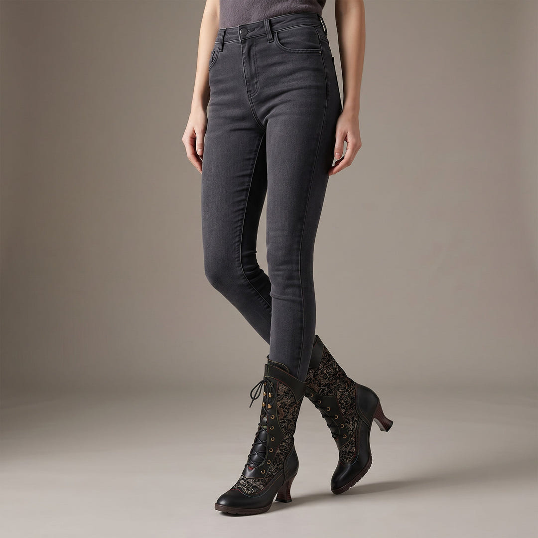 Thalia | Refined Lace-Up Heeled Boots