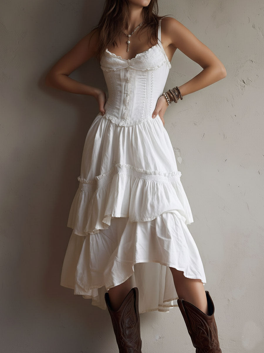 Carina | Lace-Trim Retro Midi Dress