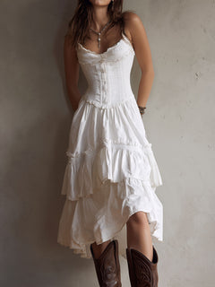 Carina | Lace-Trim Retro Midi Dress