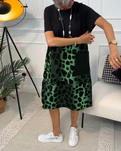 Ellie | Relaxed Print Midi Dress with Pockets