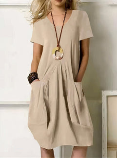 Janice | Relaxed Cotton Knee-Length Dress