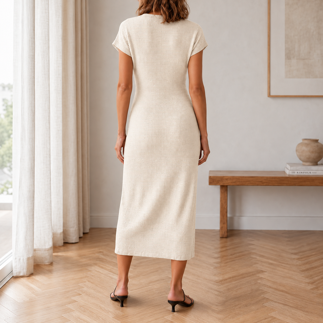 Cady | Ribbed Knot-Waist Midi Dress