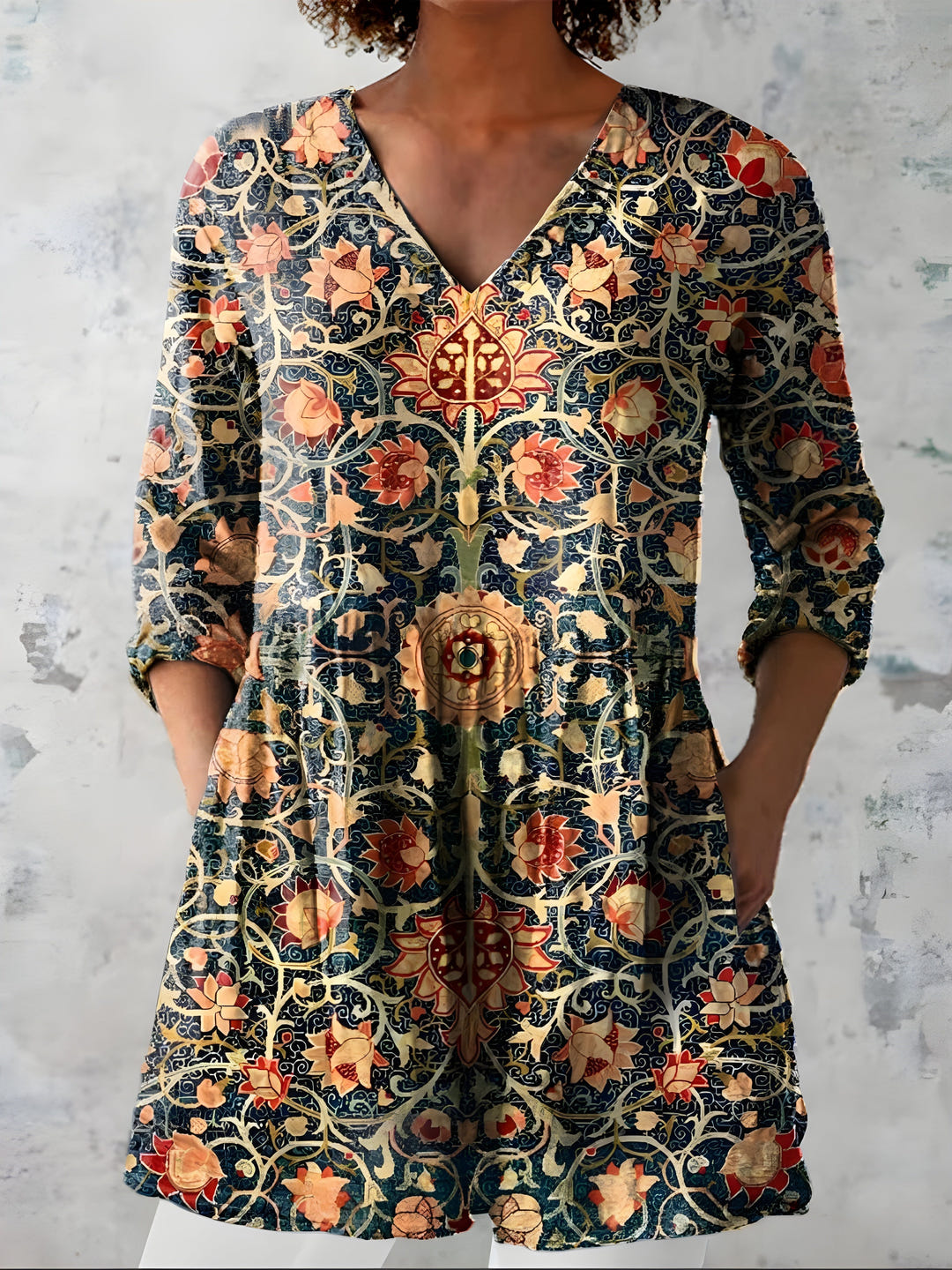 Lucretia | Relaxed Long Blouse with V-Neck