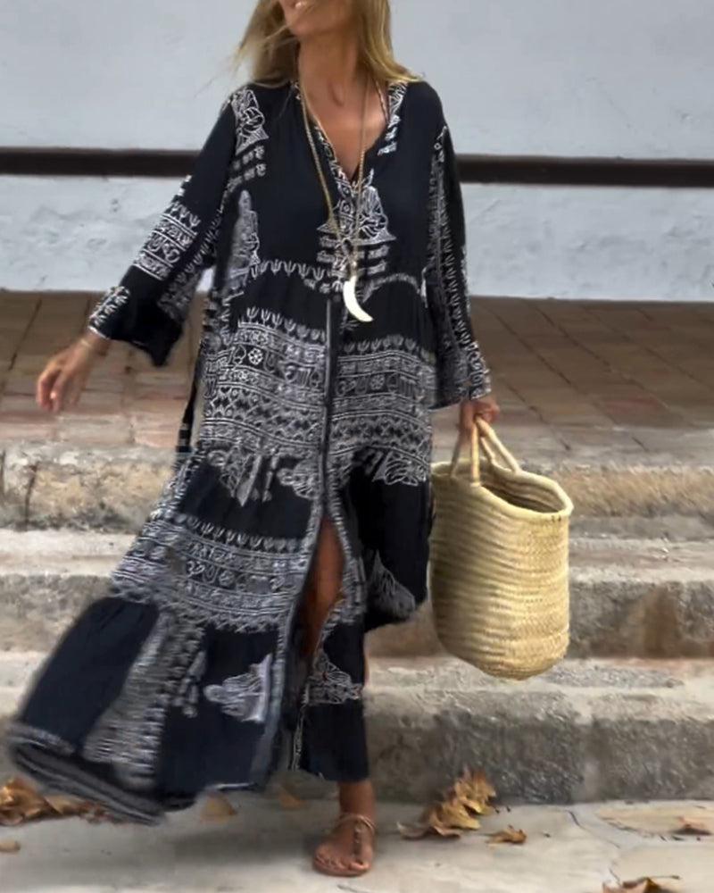 Georgie | Trendy V-Neck Bell Sleeve Dress