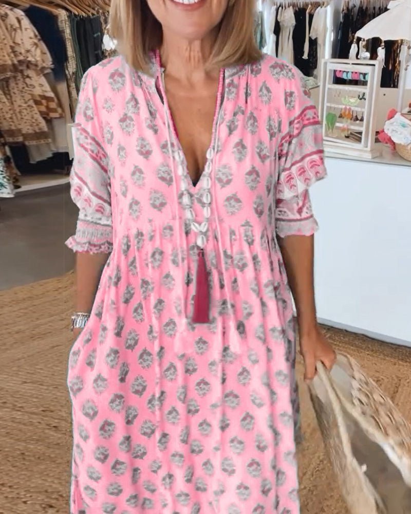 Jana | Floral V-Neck Midi Dress