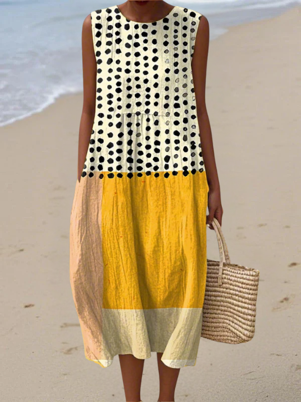 Rosalinde | Polka Colorblock Midi Dress