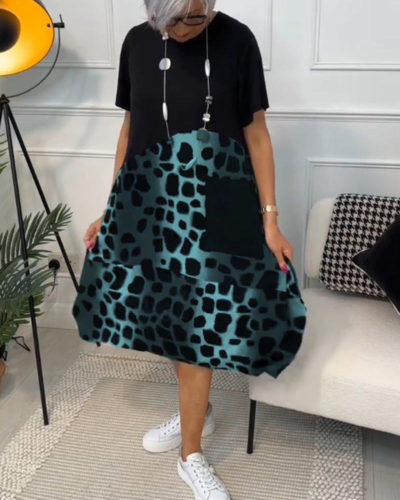 Ellie | Relaxed Print Midi Dress with Pockets