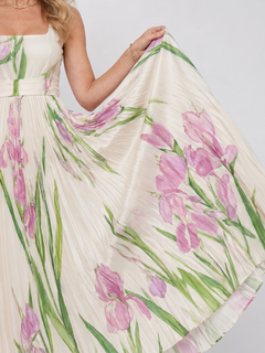 Prima | Square-Neck Satin Midi Dress
