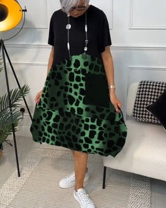 Ellie | Relaxed Print Midi Dress with Pockets