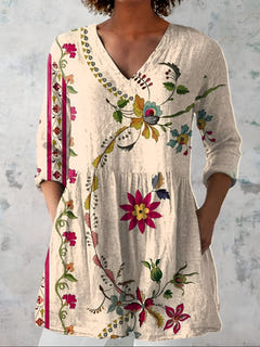 Carolynne | Long V-Neck Flowing Blouse