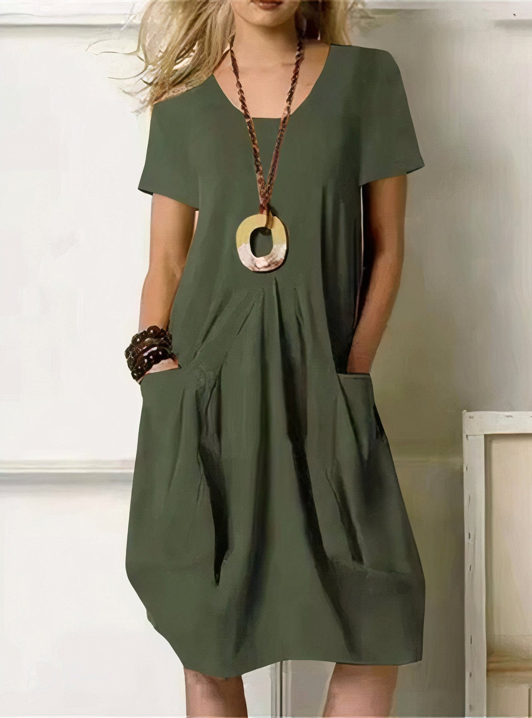 Janice | Relaxed Cotton Knee-Length Dress