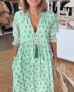 Jana | Floral V-Neck Midi Dress