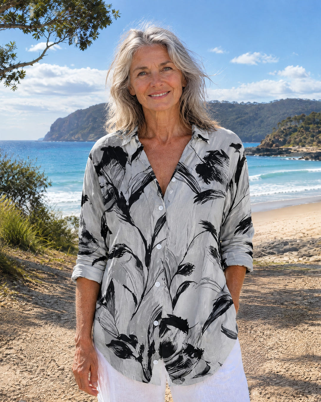 Zadie in Grey Leaf on Bruny Island