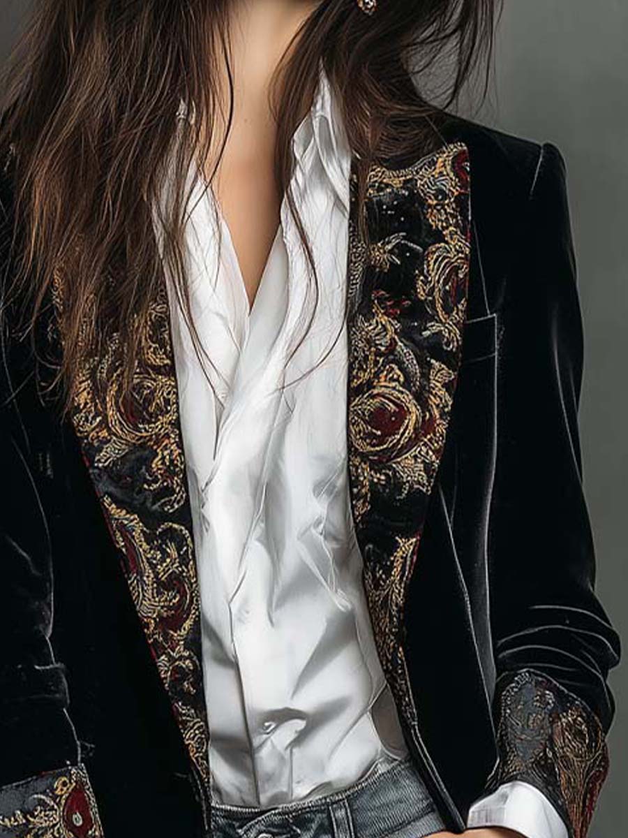Krystal | Baroque-Trim Tailored Blazer