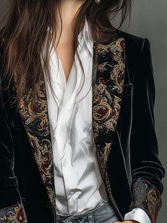 Krystal | Baroque-Trim Tailored Blazer