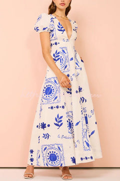 Hedda | Graceful Blue Floral Dress