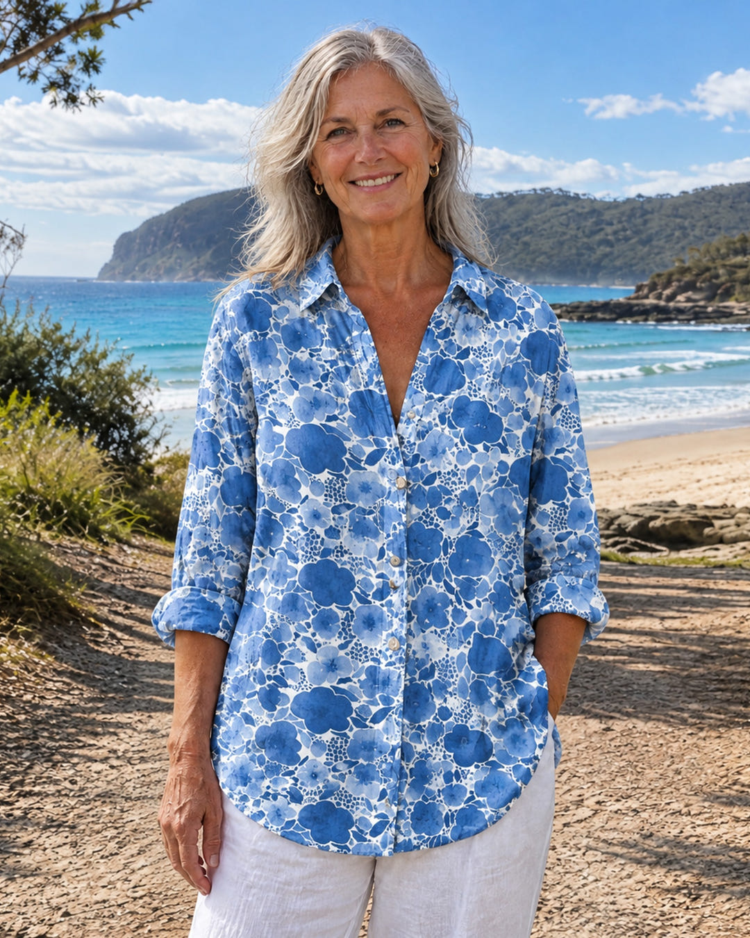 Bea in Blue Hydrangea on Bruny Island