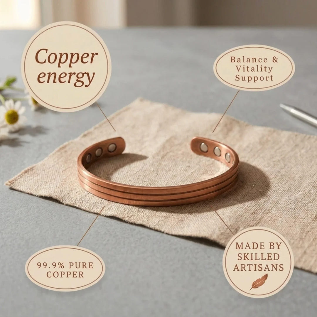Enid | Hand-Grooved Copper Cuff Bracelet