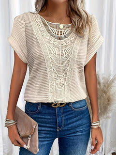 Skyler | Crochet-Trim Round-Neck Top