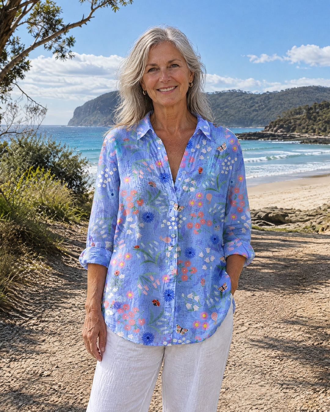 Bea in Periwinkle Meadow on Bruny Island