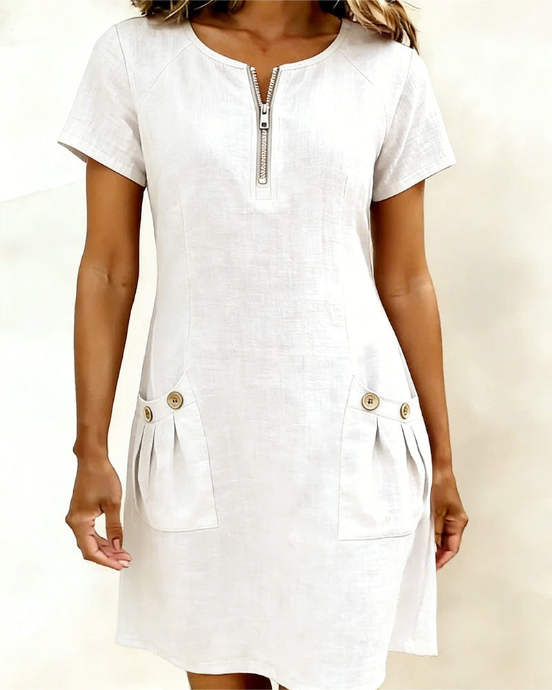 Noeleen | Cotton Zip-Pocket Dress
