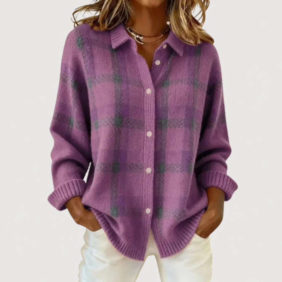 Geneva | Plaid Knit Cardigan