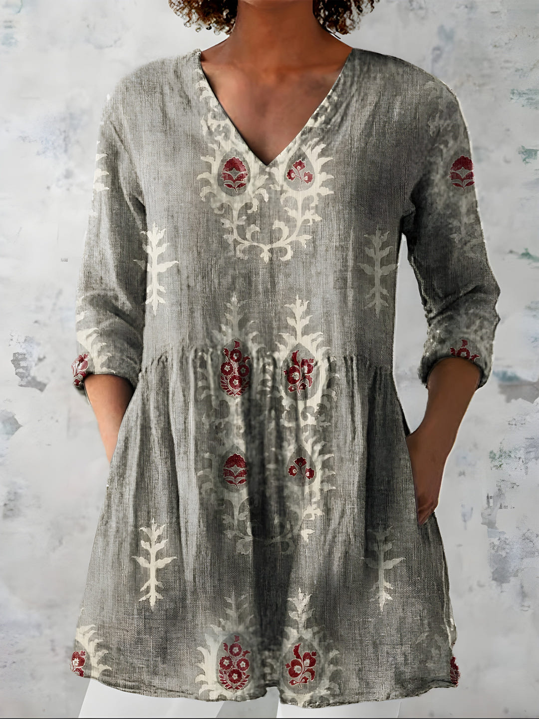 Mary-Jane | Flowing Long Blouse V-Neck