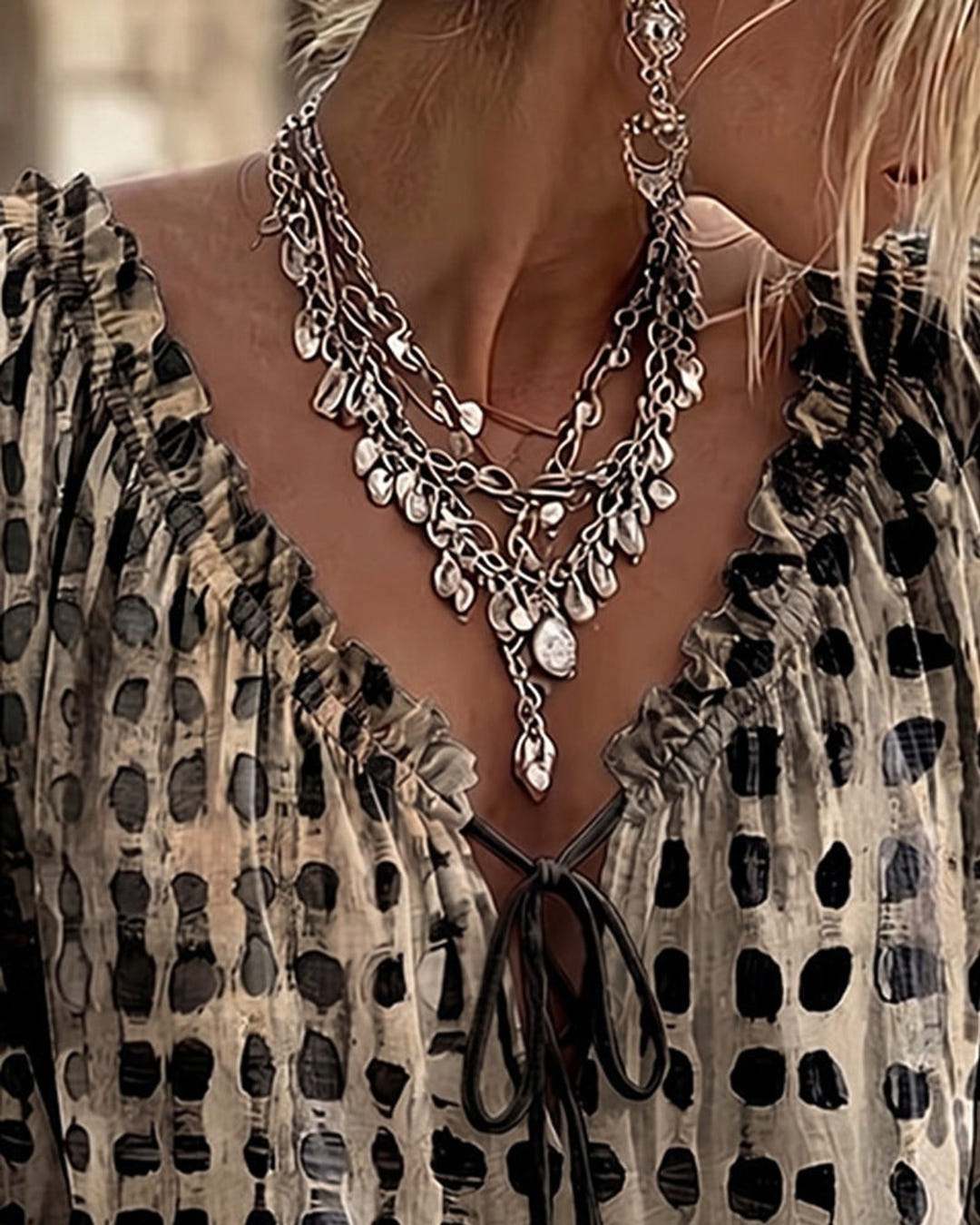 Mila | Boho Print Tie-Neck Blouse