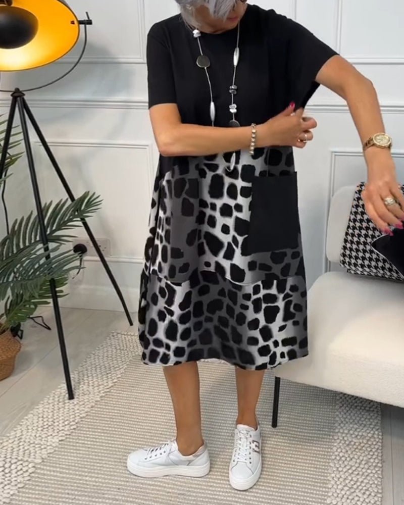 Ellie | Relaxed Print Midi Dress with Pockets