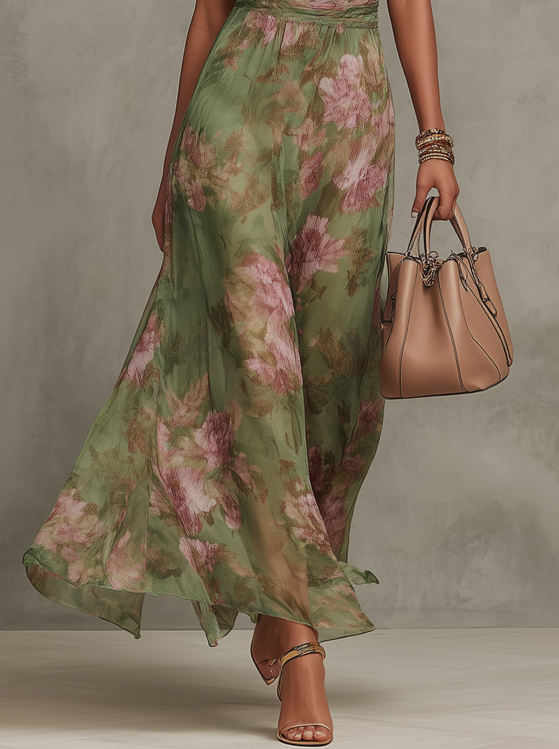 Leigh-Anne | Maxi Halter Floral Linen Dress