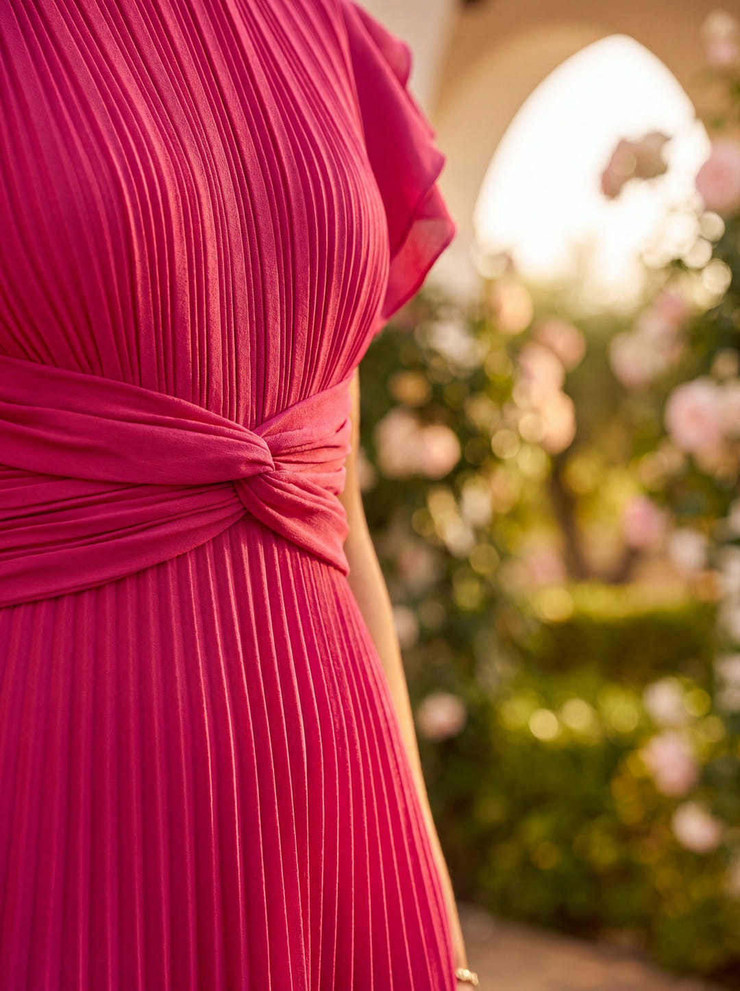 Robbie | Pleated Maxi Dress with Tied Waist