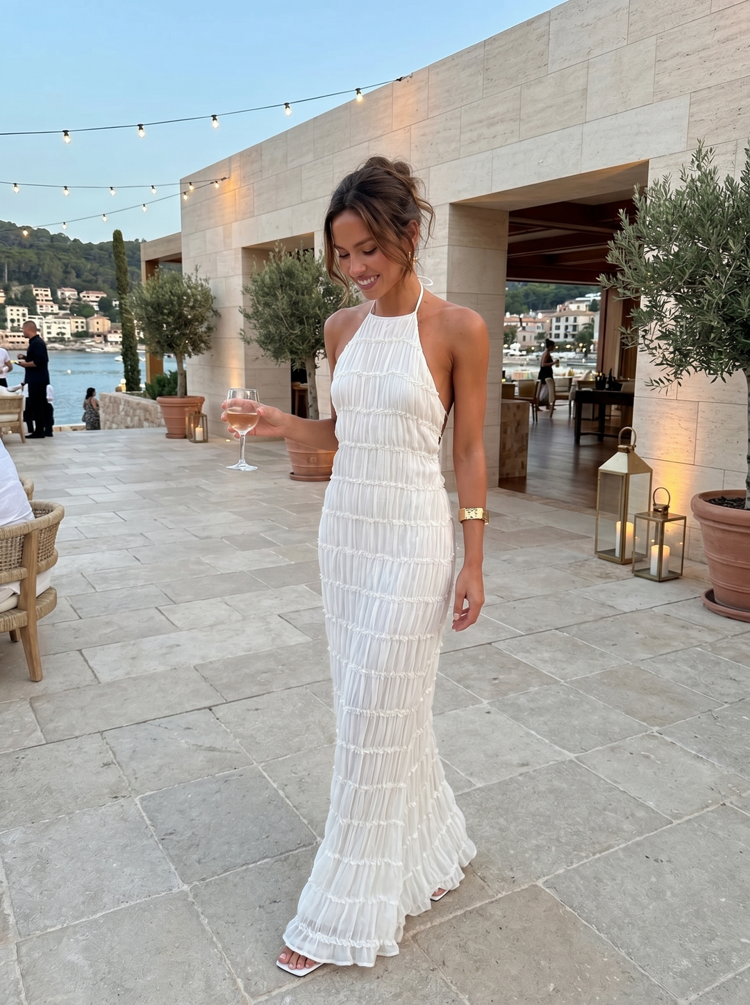 Mindy | Halter-Neck Tiered Maxi Dress