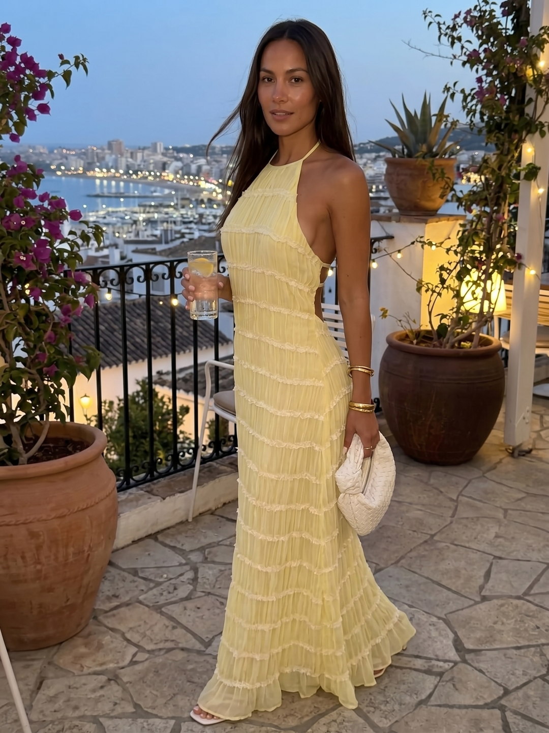 Mindy | Halter-Neck Tiered Maxi Dress