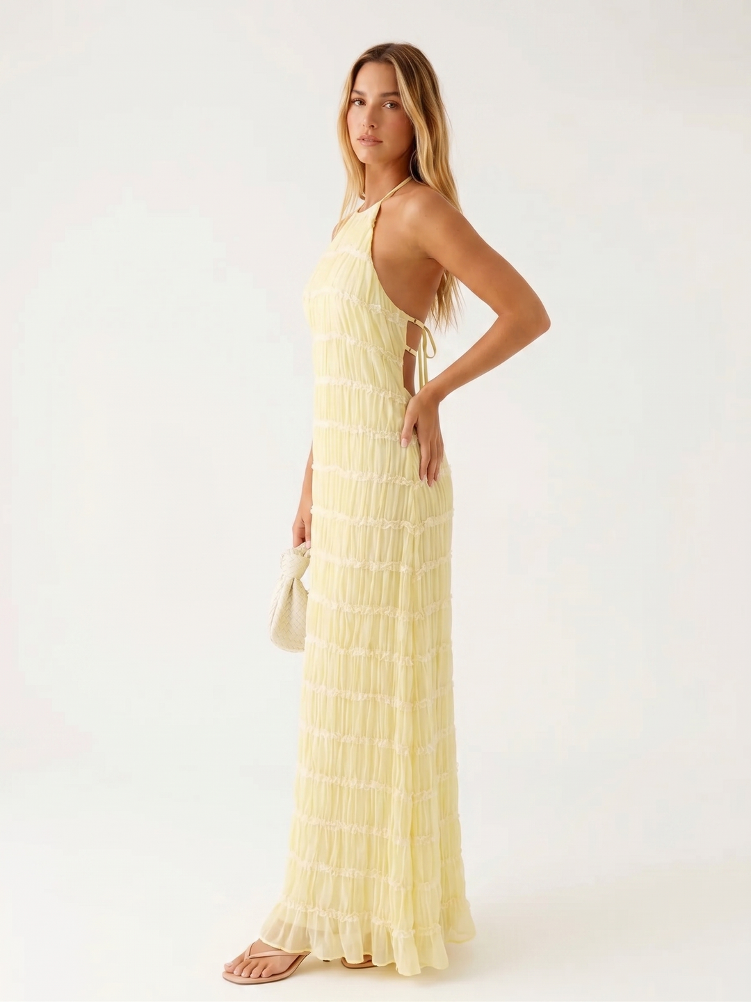 Mindy | Halter-Neck Tiered Maxi Dress
